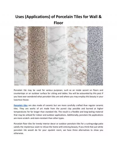 Uses (Applications) of Porcelain Tiles for Wall & Floor - Tile Trolley