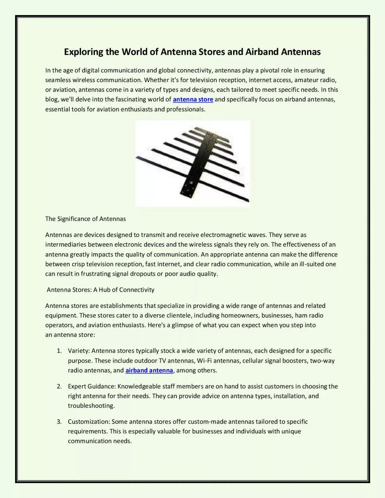 Exploring the World of Antenna Stores and Airband Antennas