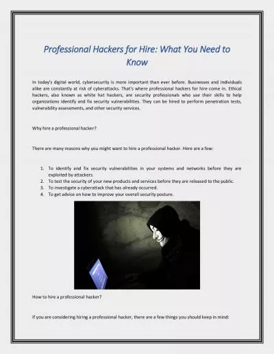 Professional Hackers for Hire: What You Need to Know