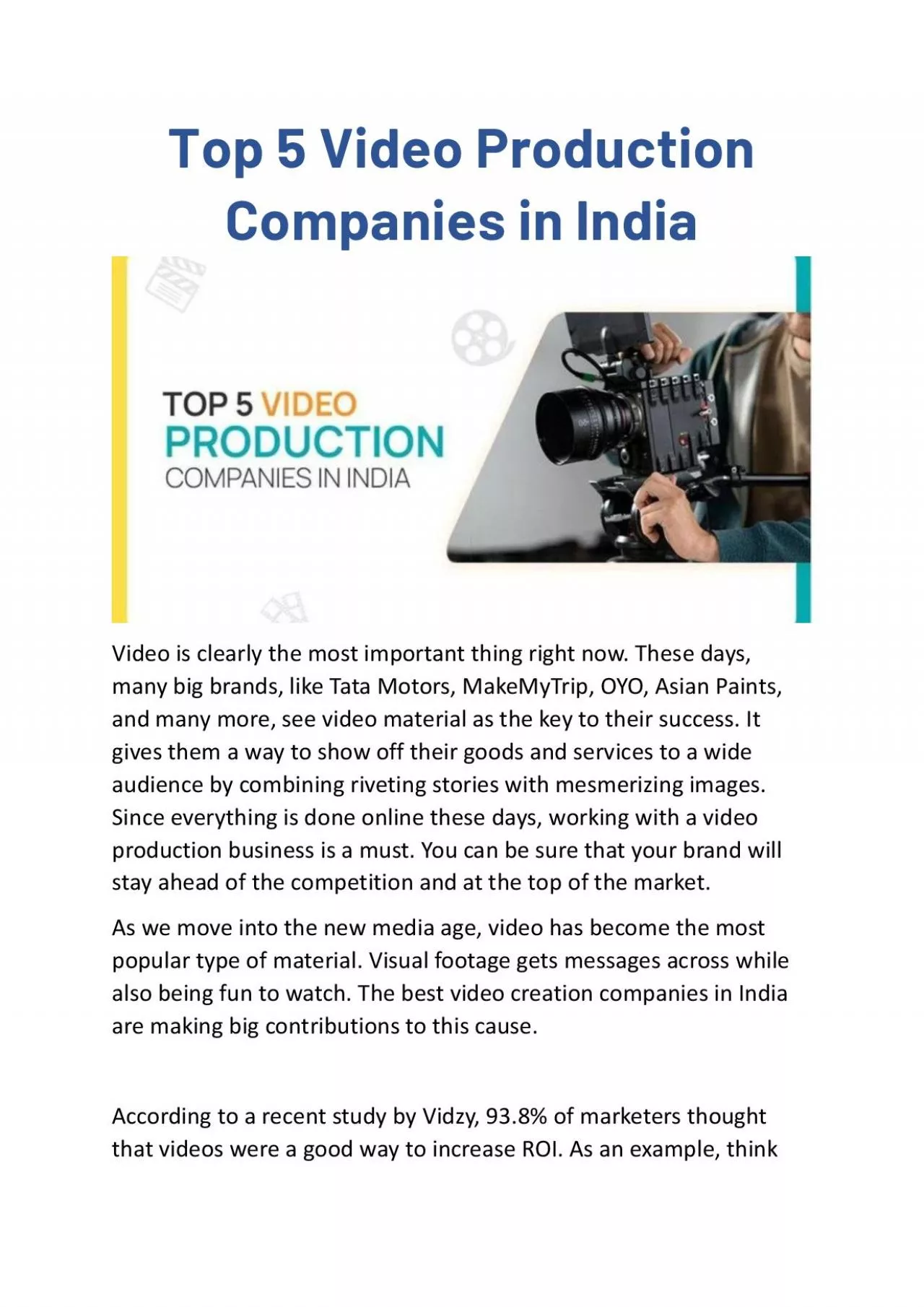 PDF-Top 5 Video Production Companies in India