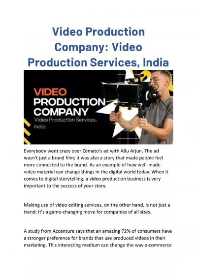 Video Production Company: Video Production Services, India