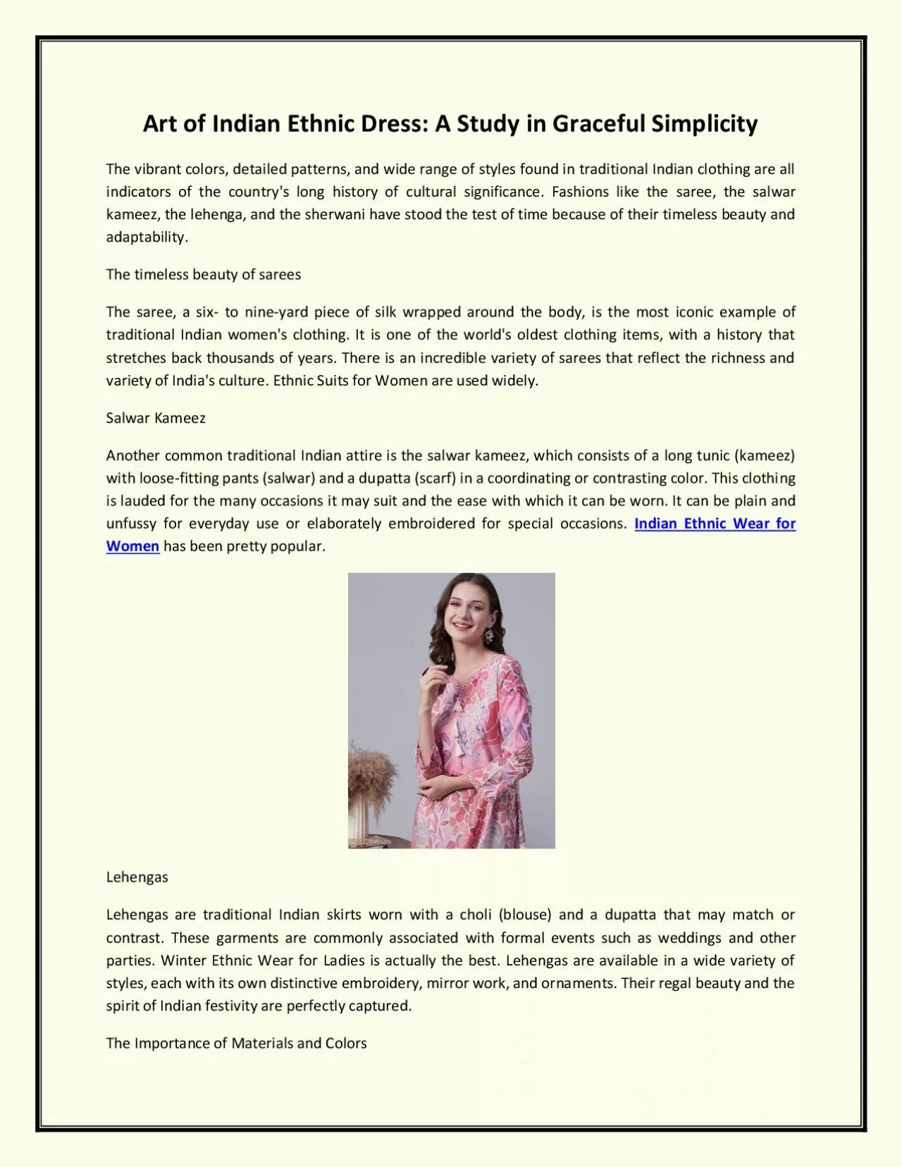 PDF-Art of Indian Ethnic Dress: A Study in Graceful Simplicity