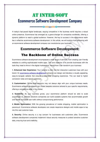 Ecommerce Software Development Company