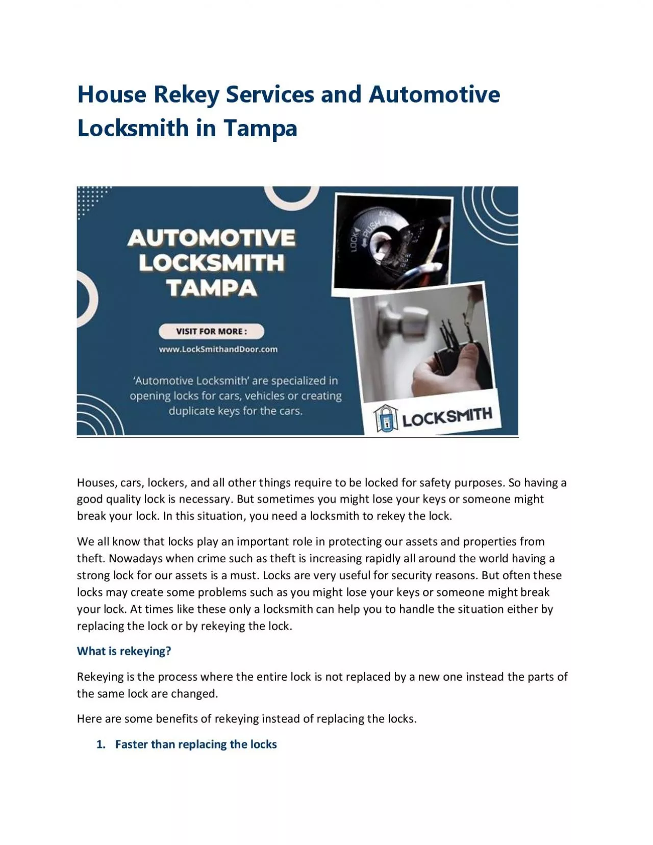 PDF-House Rekey Services and Automotive Locksmith in Tampa