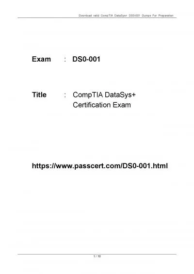 CompTIA DataSys+ Certification DS0-001 Dumps