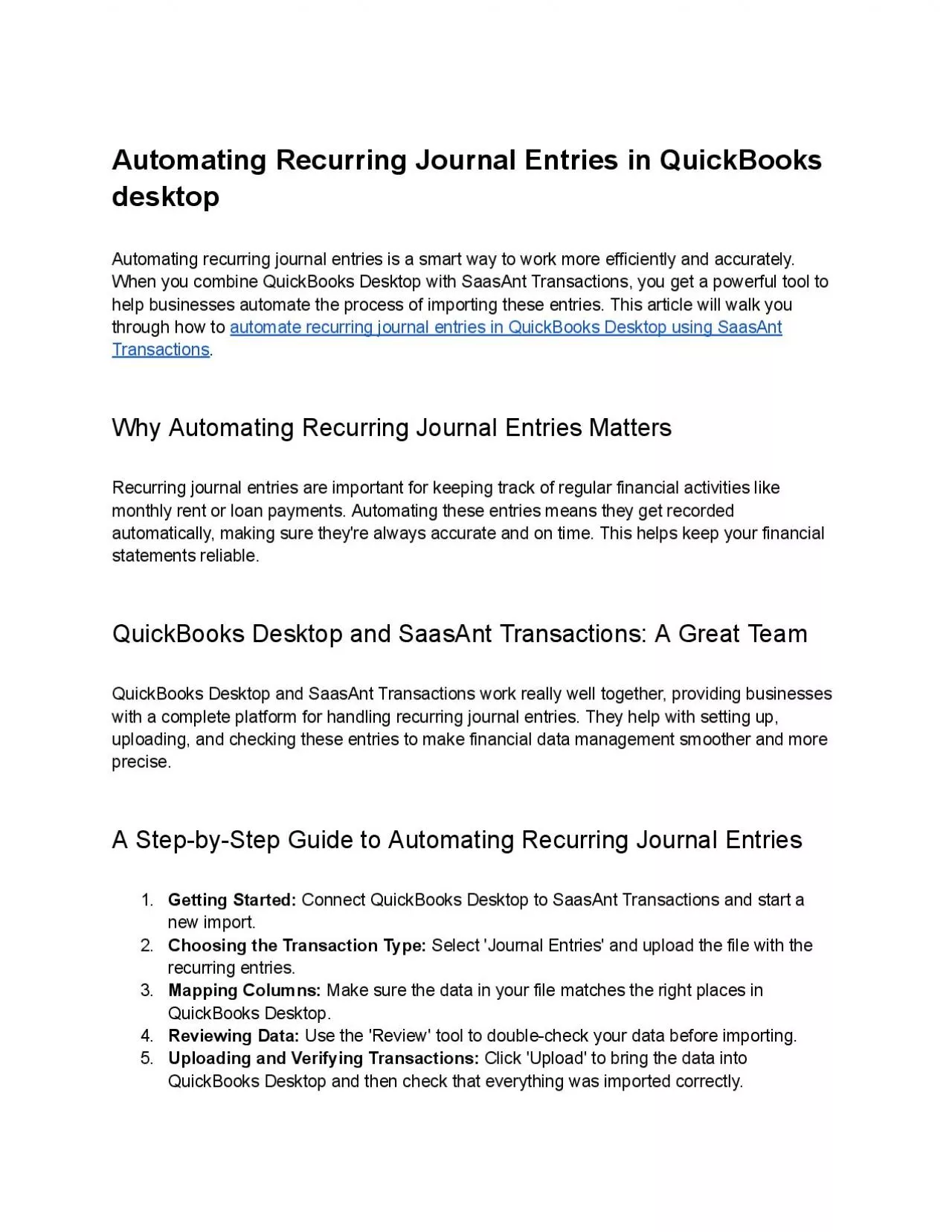 PDF-How to Import Journal Entries into QuickBooks Desktop? : SaasAnt Support Portal