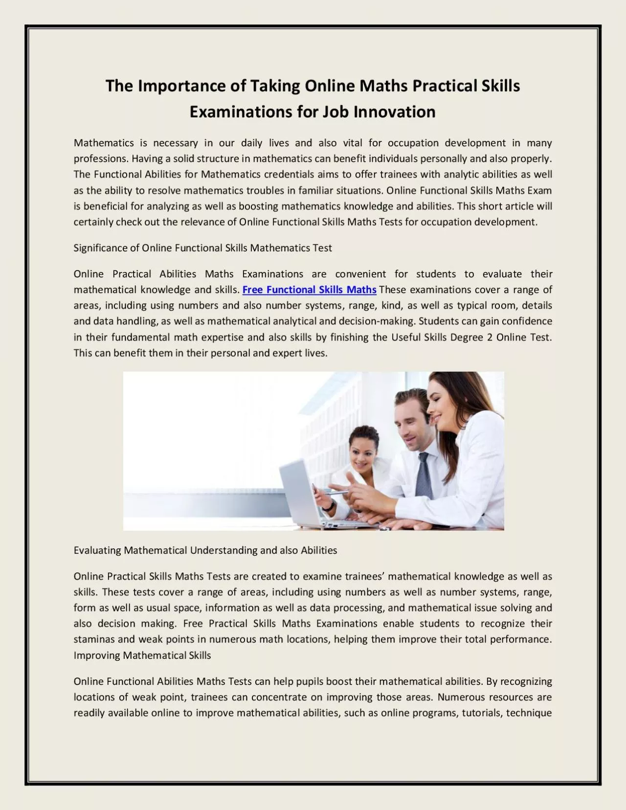 PDF-The Importance of Taking Online Maths Practical Skills Examinations for Job Innovation