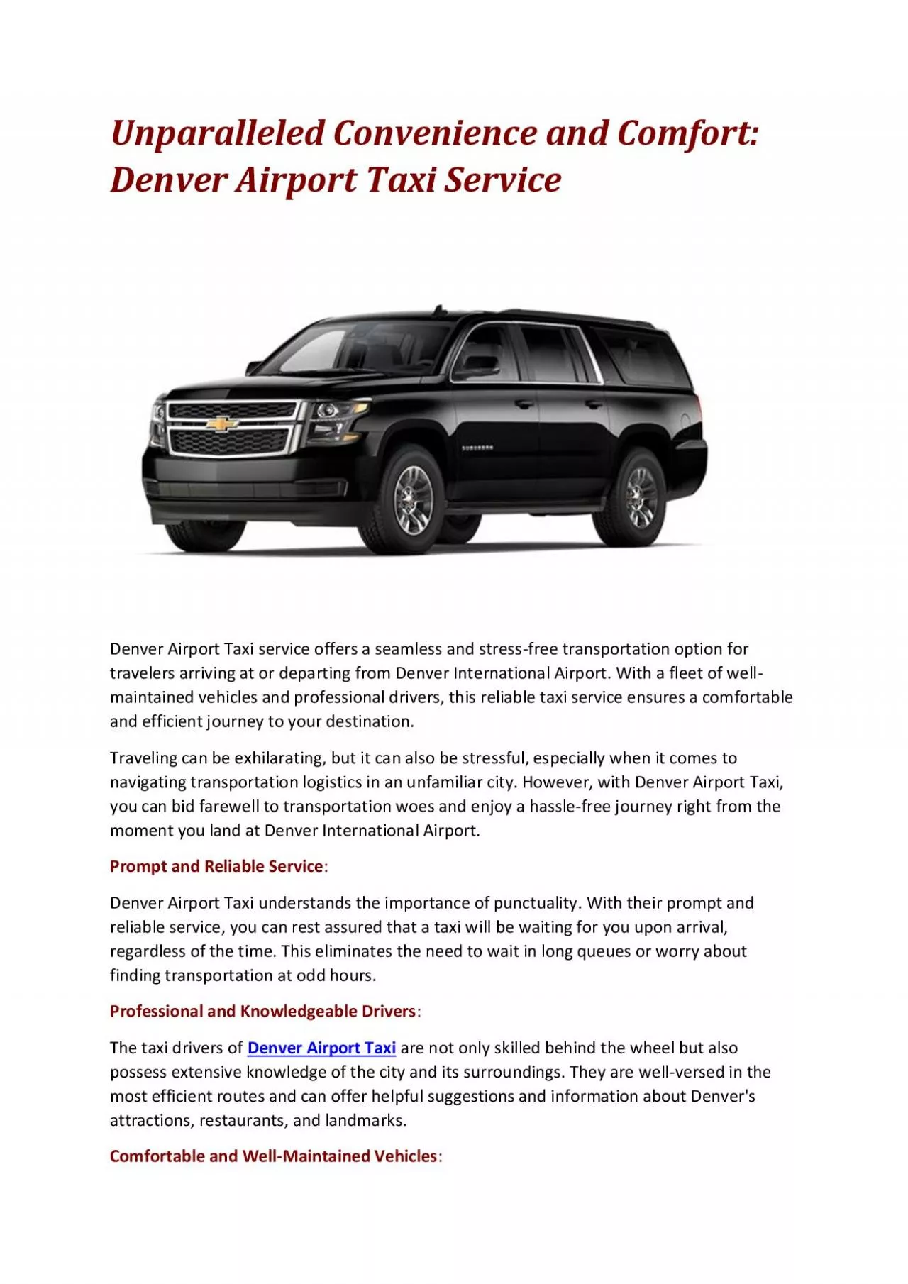 PDF-Unparalleled Convenience and Comfort: Denver Airport Taxi Service