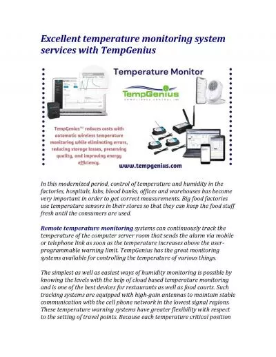 Excellent temperature monitoring system services with TempGenius
