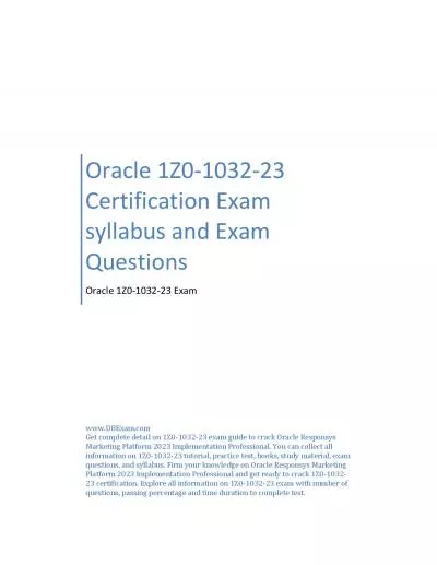 Oracle 1Z0-1032-23 Certification Exam syllabus and Exam Questions