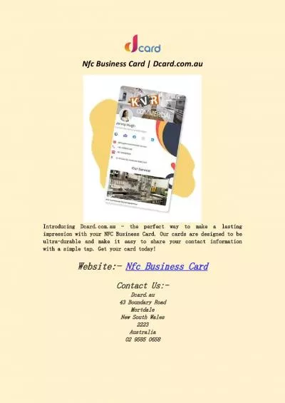 Nfc Business Card | Dcard.com.au