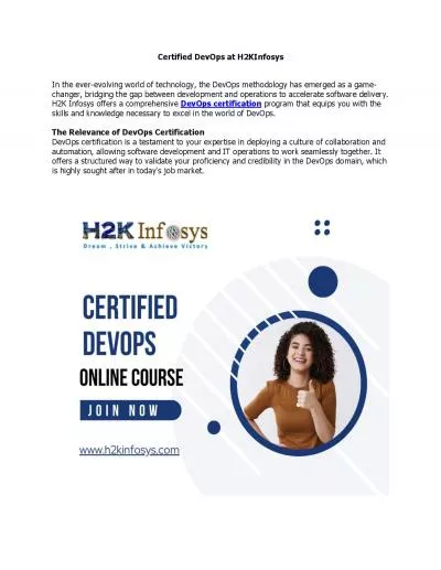 Certified DevOps Course at H2KInfosys