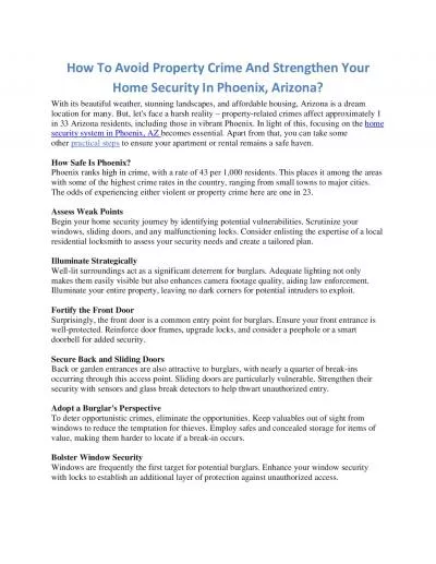 How To Avoid Property Crime And Strengthen Your Home Security In Phoenix, Arizona?