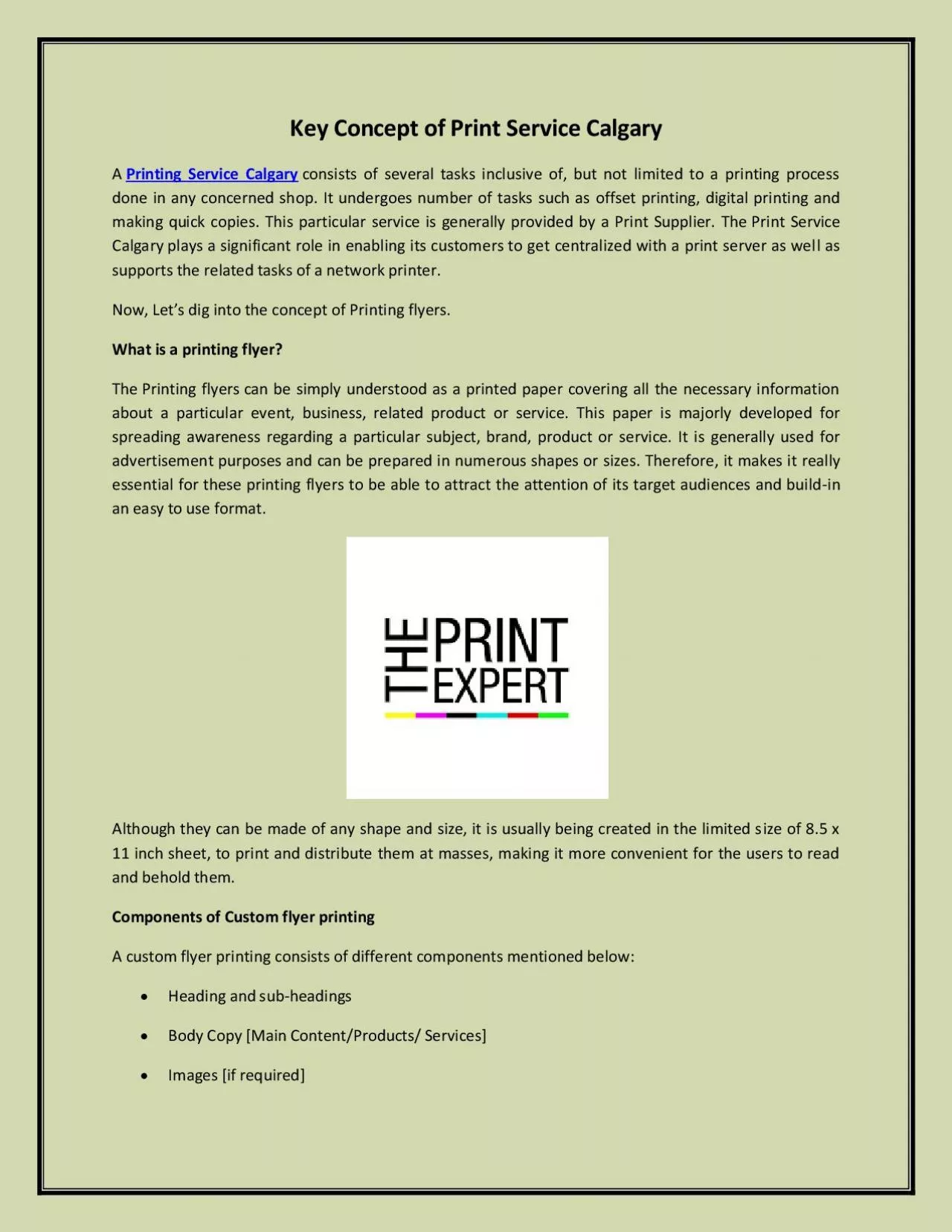 Key Concept of Print Service Calgary