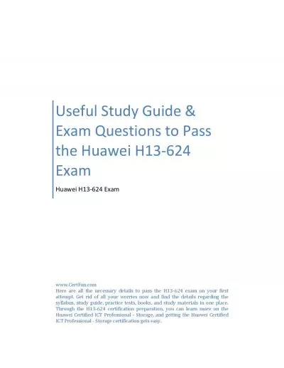 Useful Study Guide & Exam Questions to Pass the Huawei H13-624 Exam