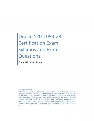 Oracle 1Z0-1059-23 Certification Exam Syllabus and Exam Questions