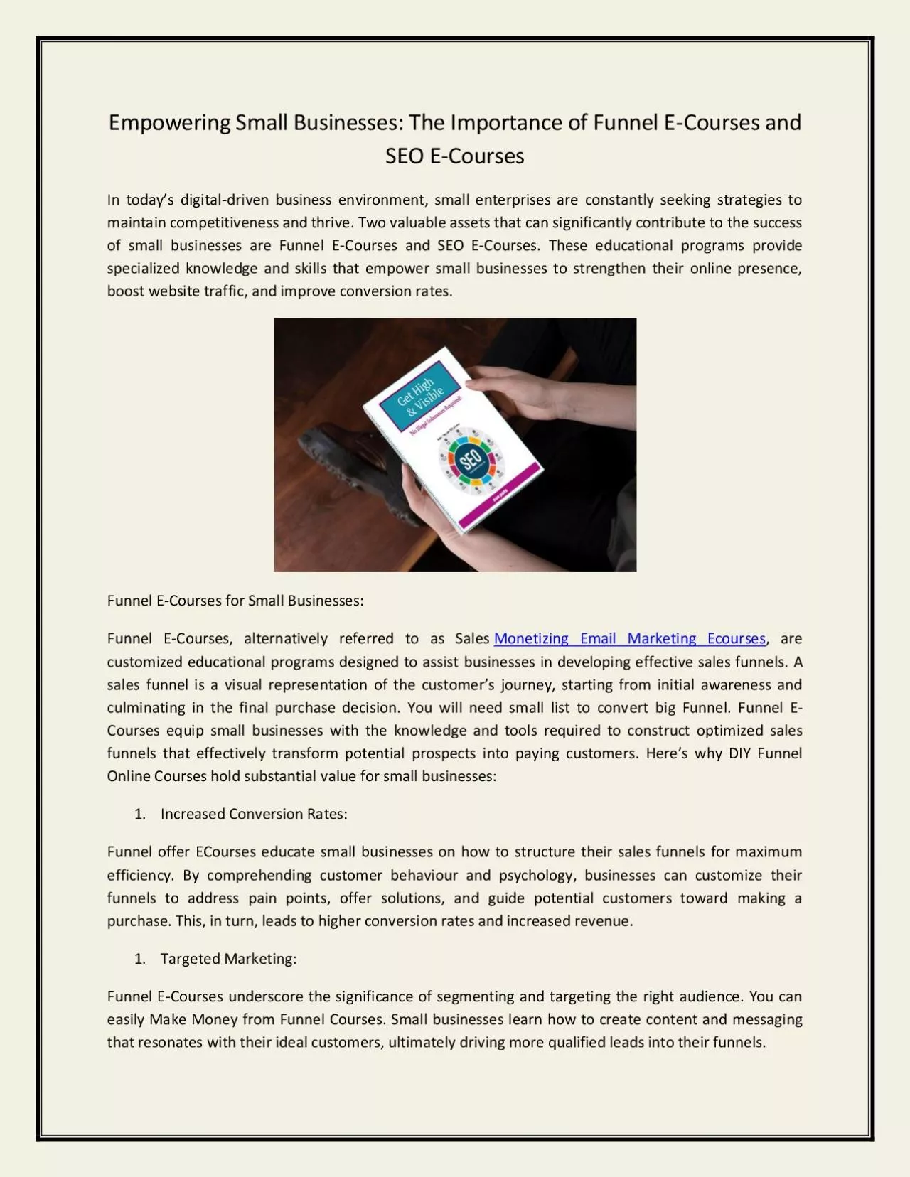 PDF-Empowering Small Businesses: The Importance of Funnel E-Courses and SEO E-Courses