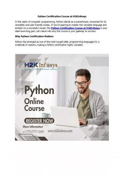 Python Certification Course at H2KInfosys