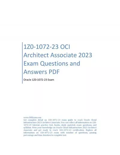 1Z0-1072-23 OCI Architect Associate 2023 Exam Questions and Answers PDF