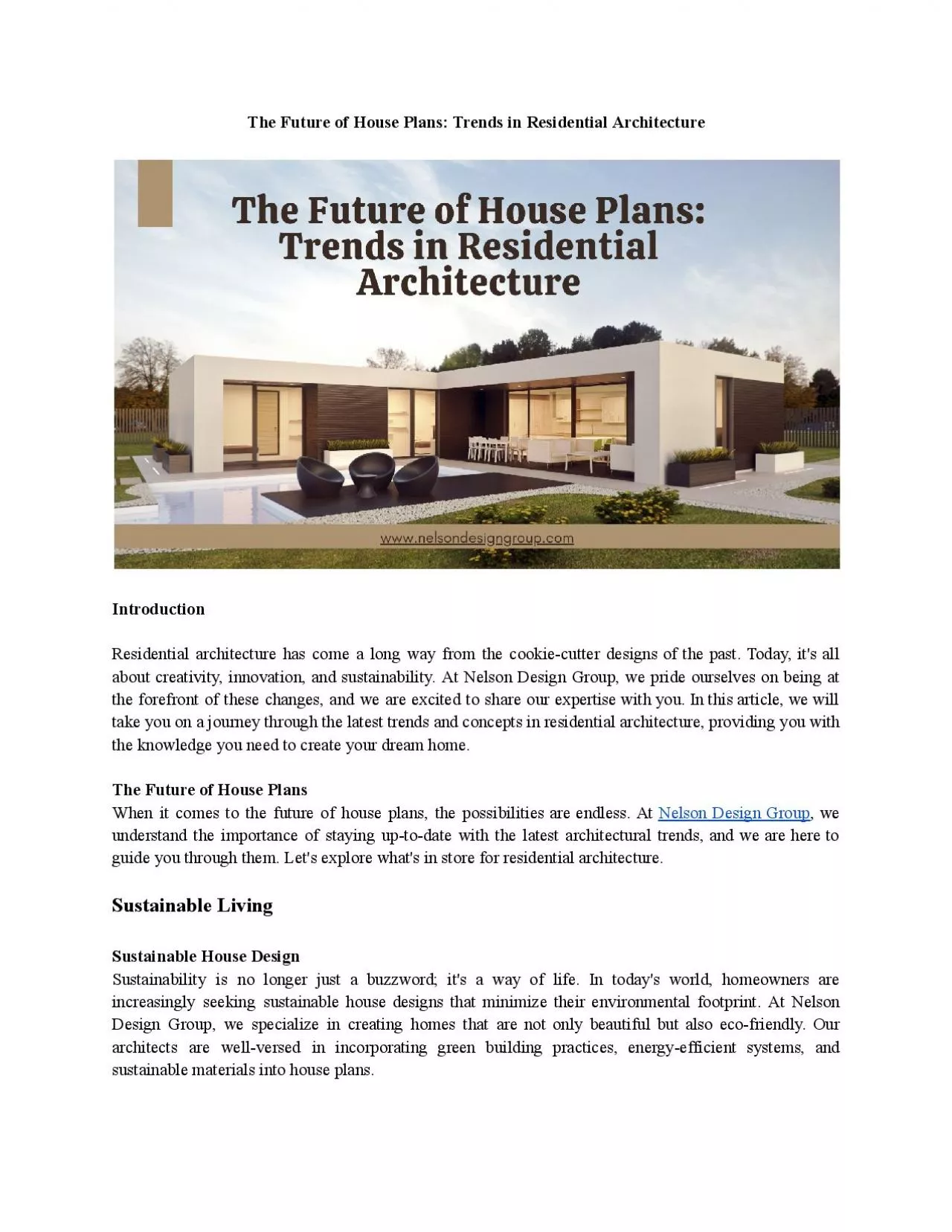 The Future of House Plans: Trends in Residential Architecture
