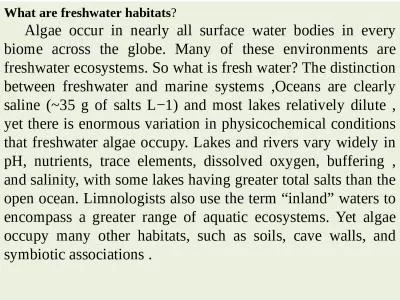 What are freshwater habitats