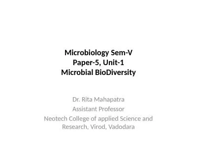 Microbiology  Sem -V Paper-5, Unit-1