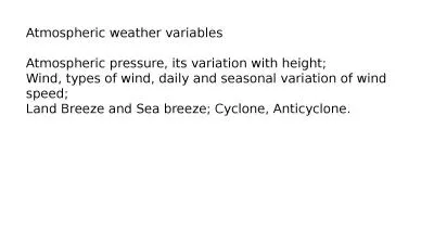 Atmospheric weather variables