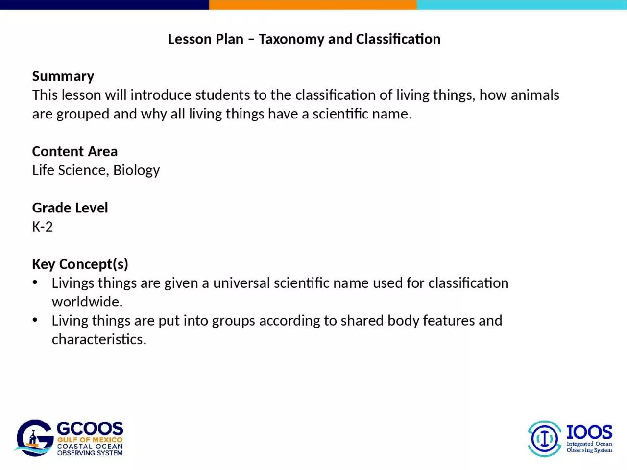 PPT-Lesson Plan – Taxonomy and Classification