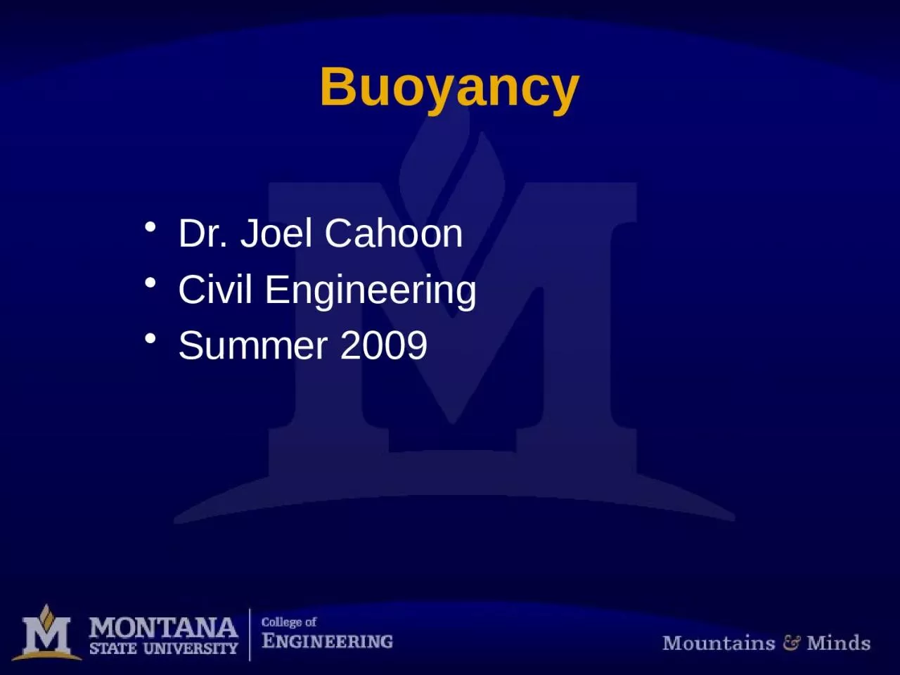 PPT-Buoyancy Dr. Joel Cahoon