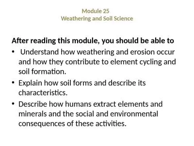 Module 25   Weathering  and Soil Science