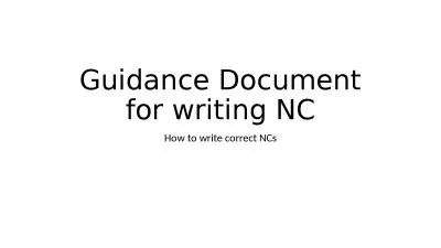Guidance Document for writing NC