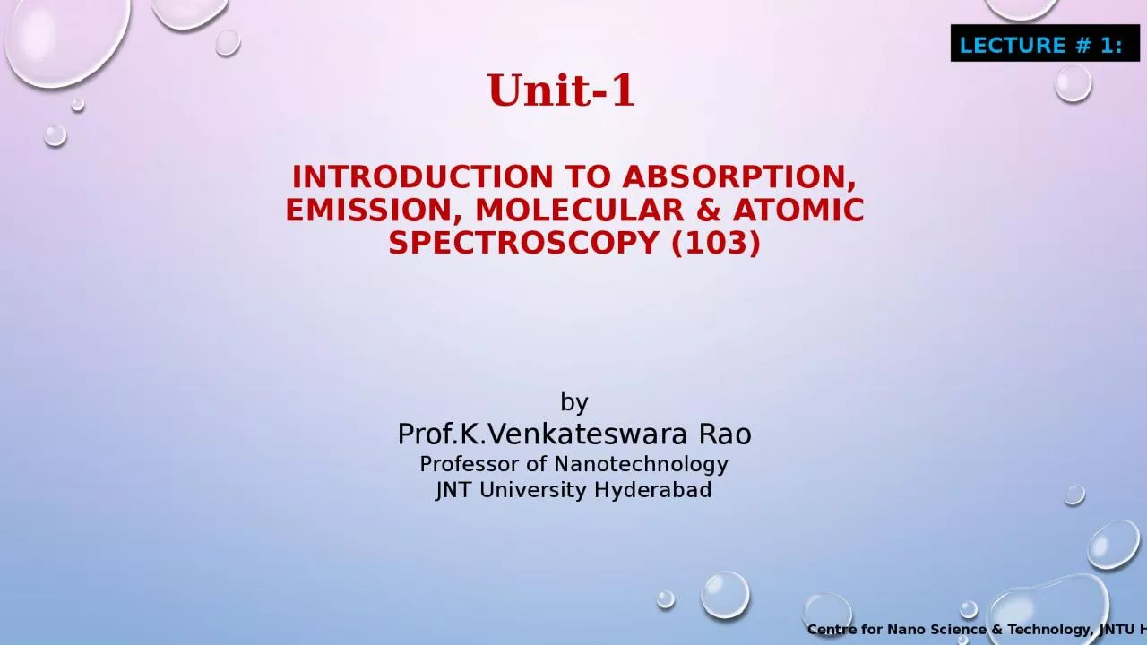 PPT-Introduction to Absorption, Emission, Molecular & Atomic