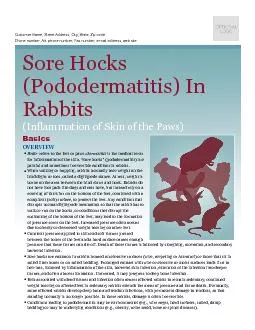 -mail address, web site  Sore Hocks (Pododermatitis) In Rabbits (Infla
