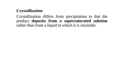 Crystallization Crystallization