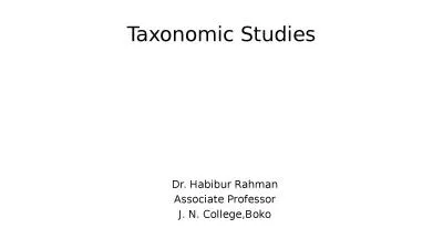 Taxonomic Studies Dr. Habibur Rahman