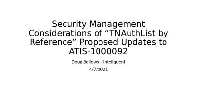 Security Management Considerations of “