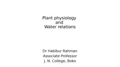 Plant physiology  and  Water relations