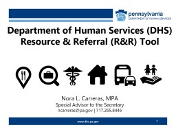 Department of Human Services (DHS) Resource & Referral (R&R) Tool