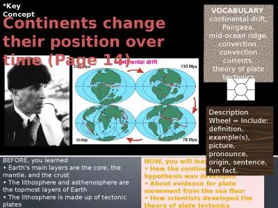 NOW, you will learn  • How the continental drift hypothesis was developed