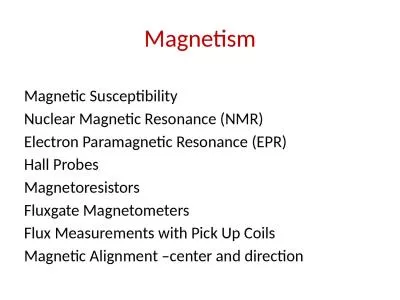 Magnetism   Magnetic Susceptibility