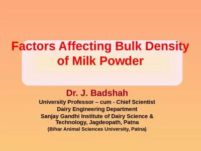 Factors Affecting Bulk Density of Milk Powder