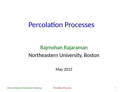 Percolation Processes Rajmohan Rajaraman