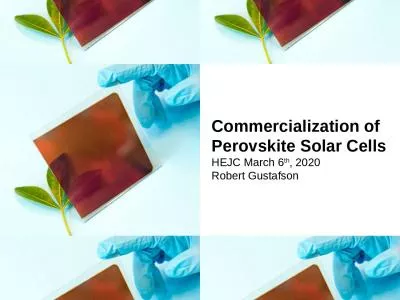 Commercialization of Perovskite Solar Cells