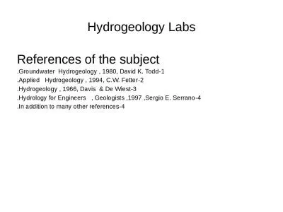 Hydrogeology  Labs  References of the subject