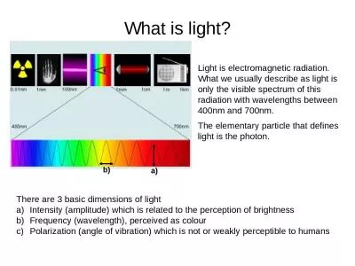 What is light? Light is electromagnetic radiation. What we usually describe as light is