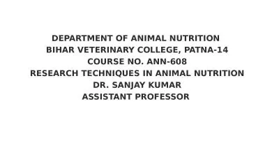 DEPARTMENT OF ANIMAL NUTRITION