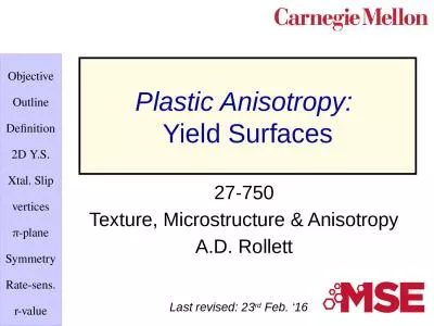 Plastic Anisotropy:  Yield Surfaces