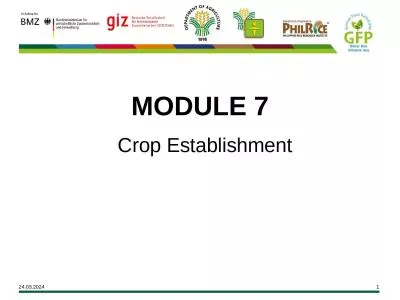 MODULE 7 Crop Establishment