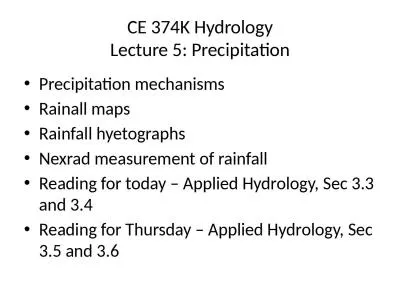 CE 374K Hydrology Lecture 5: Precipitation