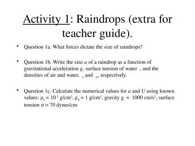 Activity 1 : Raindrops (extra for teacher guide).